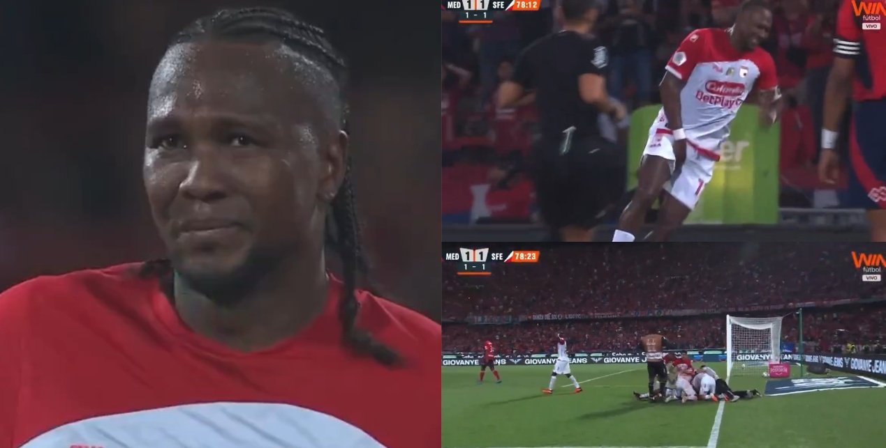 Rodallega, lesionado, marcó el gol del título. Captura/Win Sports