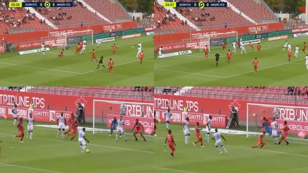 Traoré adelantó al Angers. Capturas/Movistar