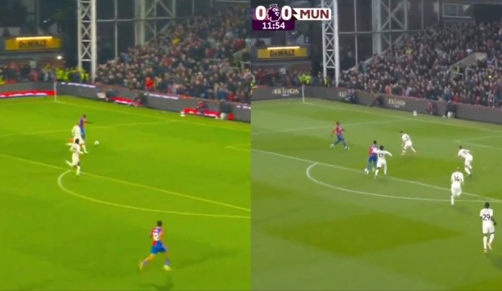 Olise y Mateta adelantaron al United. Captura/DAZN