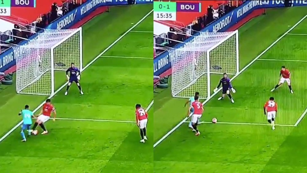 Stanislas put Bounemouth ahead versus Man Utd. Capturas/DAZN