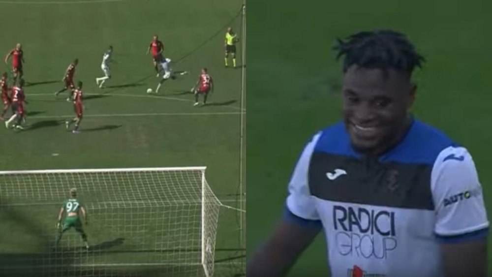 Zapata won the game for Atalanta with a stunner. Montaje/beINSports