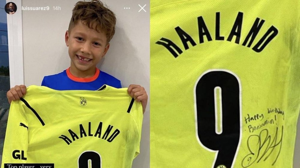 Haaland regaló su camiseta ¡al hijo mediano de Luis Suárez!