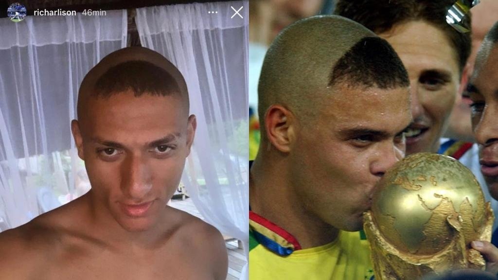 Richarlison imitó el peinado de Ronaldo en el Mundial 2002. Instagram/richarlison