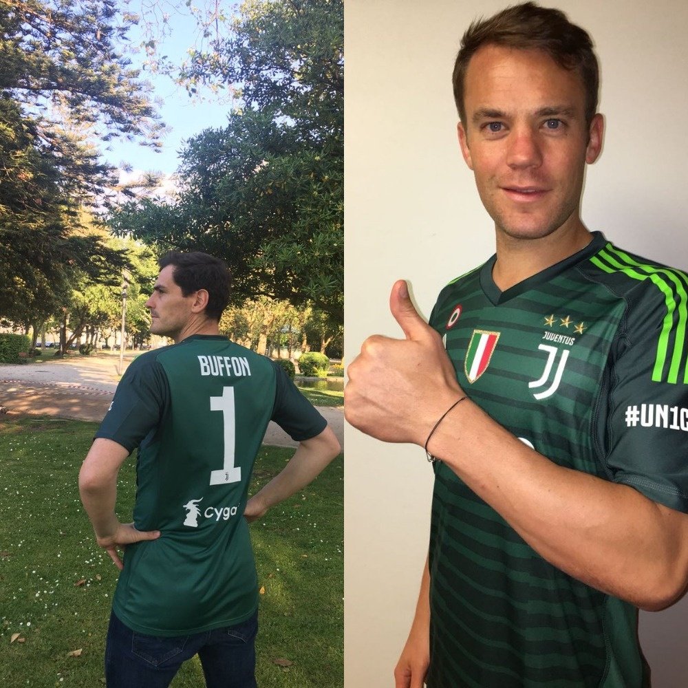 Casillas and Neuer joined in with Juve's #UN1CO movement. AFP
