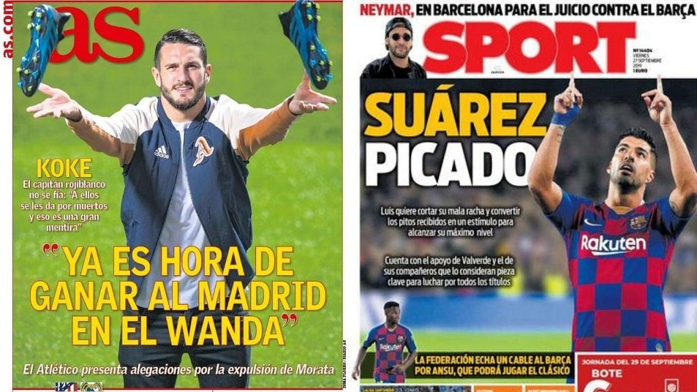 Les Unes des journaux sportifs en Espagne du 27/09/2019. Montage/AS/Sport