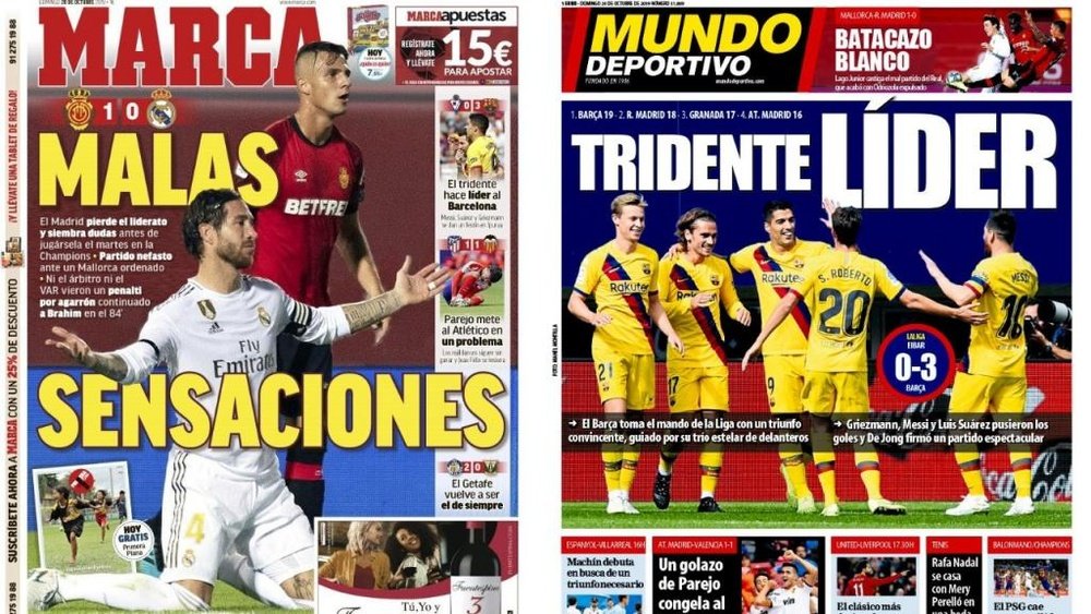 Estas son las portadas de la prensa deportiva de hoy. Montaje/Marca/MD