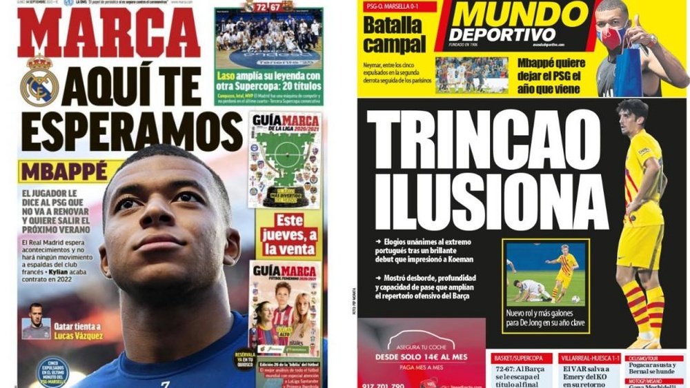 Capas dos jornais espanhóis Marca e Mundo Deportivo.