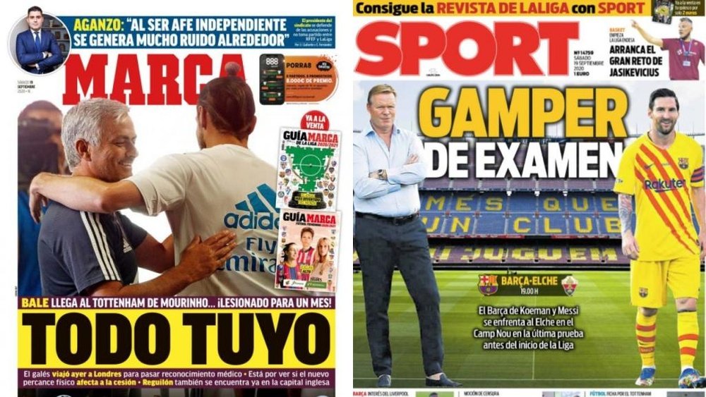 Portadas de la prensa deportiva del 19-09-20. Montaje/Marca/Sport