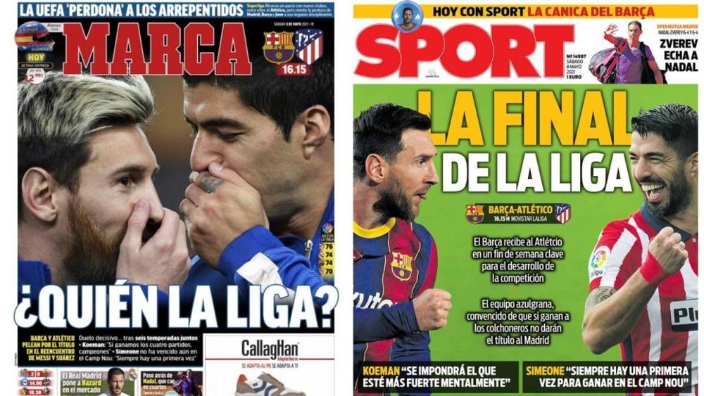 As capas da imprensa esportiva de 8 de maio de 2021. Marca/Sport