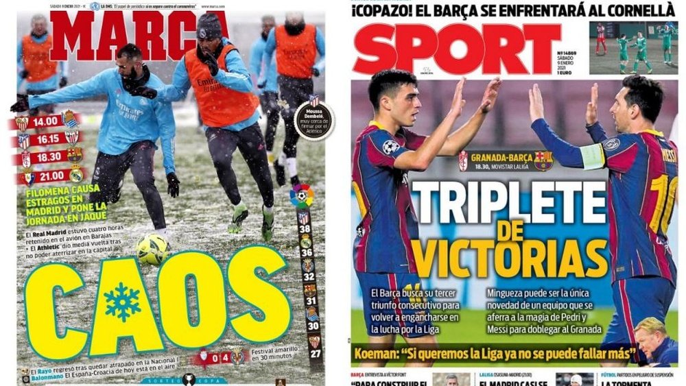 As capas da imprensa esportiva de 9 de janeiro de 2021. Marca/Sport