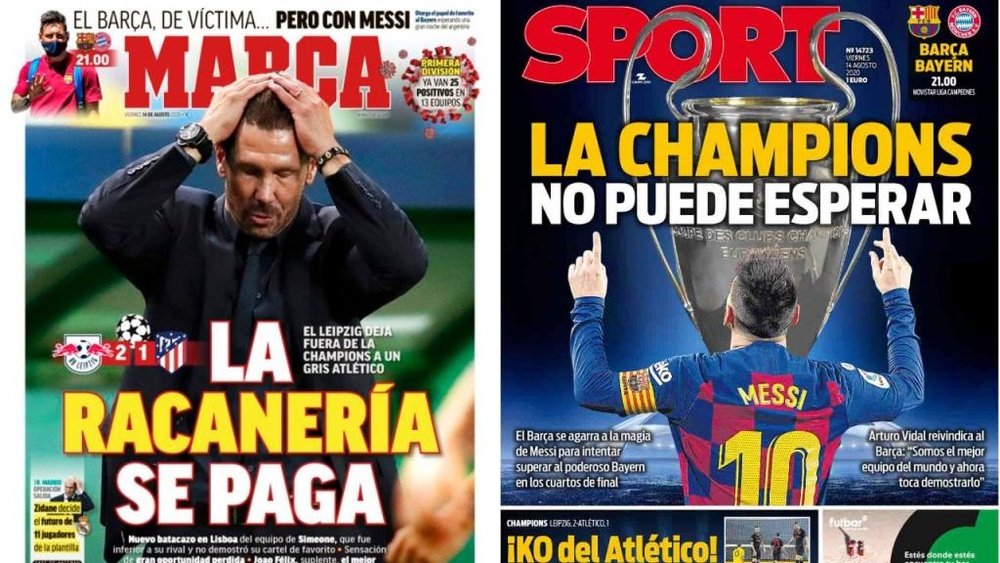 As capas da imprensa esportiva. Montaje/Marca/Sport