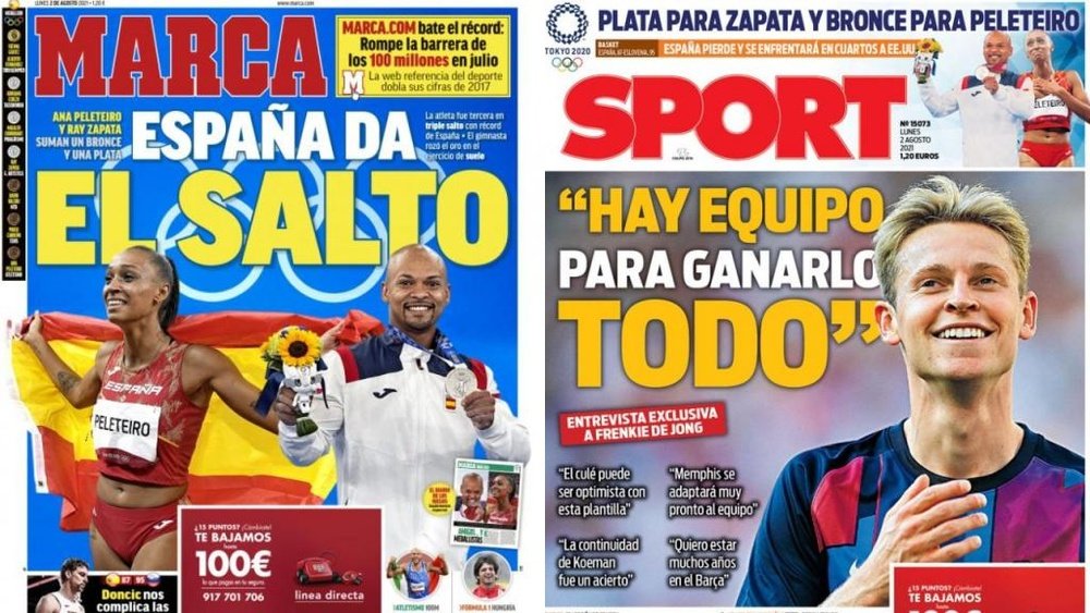 Portadas de la prensa deportiva del 02-08-21. Marca/Sport