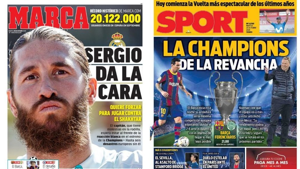 Les Unes des journaux sportifs en Espagne du 20 octobre 2020. Marca/Sport