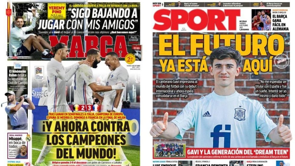 As capas da imprensa de 8 de outubro de 2021. Montagem/Marca/Sport