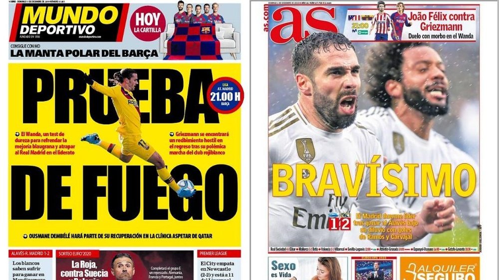 Capas de Mundo Deportivo e AS. Montagem/MD/AS