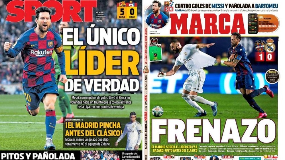 Les Unes des journaux sportifs espagnols du 23/02/2020. Sport/AS