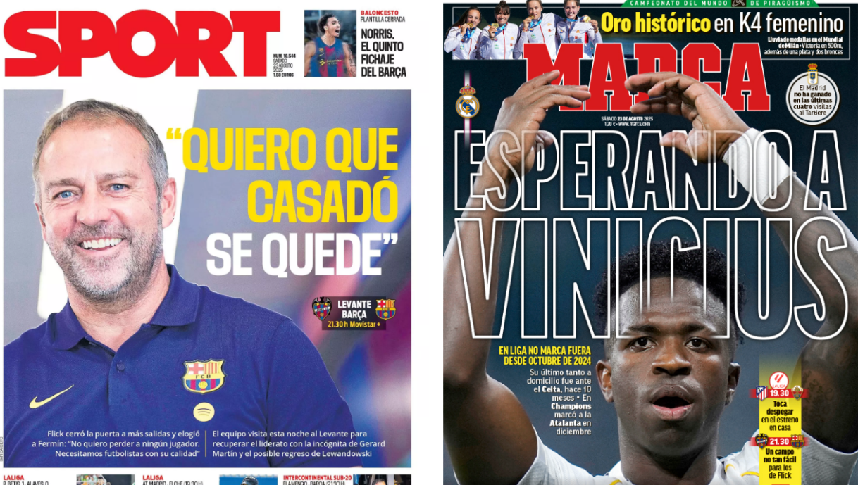 Portadas de la prensa deportiva del 23-08-25