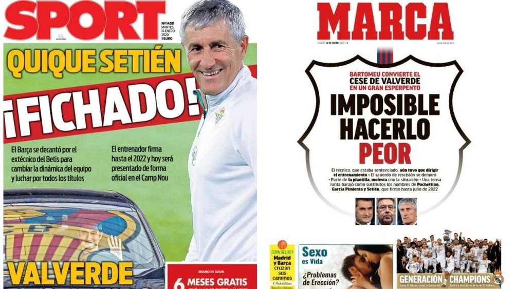 Estas son las principales portadas deportivas de hoy. Montaje/Sport/Marca