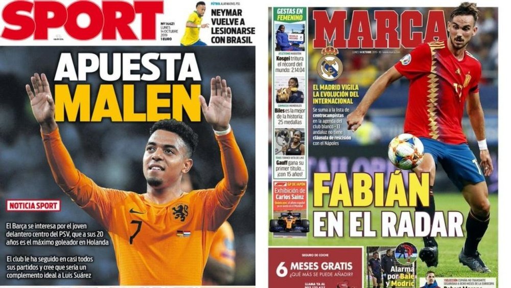 Les Unes des journaux sportifs en Espagne du 14/10/2019. Sport/Marca