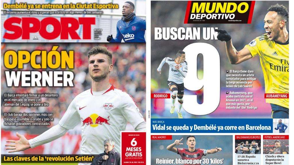 El Barça quiere un '9': Werner, Rodrigo o Aubameyang