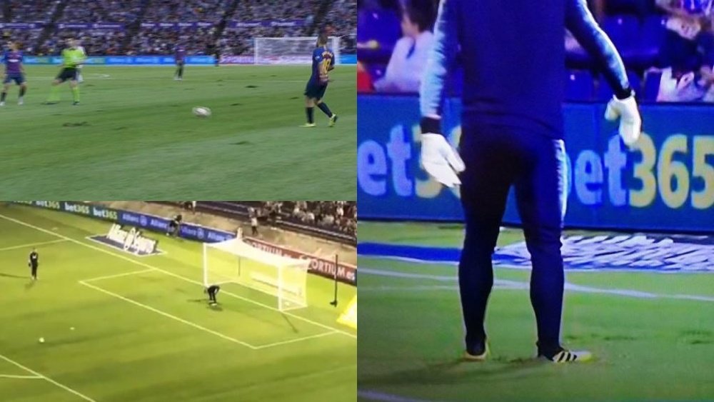 Ter Stegen se quejó del estado del césped. Captura/BeINSports