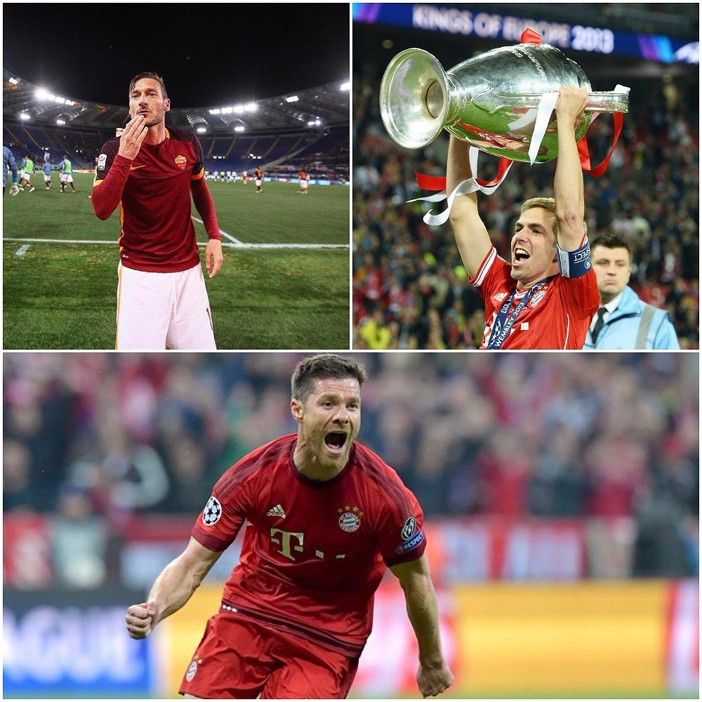 Collage Xabi Alonso, Lahm et Totti. Besoccer
