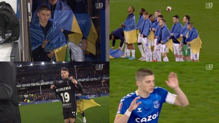 Camisetas, banderas y un Mykolenko capitán: gran homenaje a Ucrania en la FA Cup