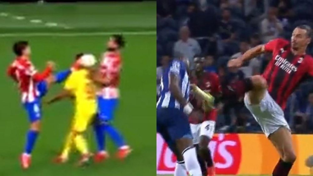 Two very similar actions but a very different punishment. Screenshot/BeINSports/ESPN