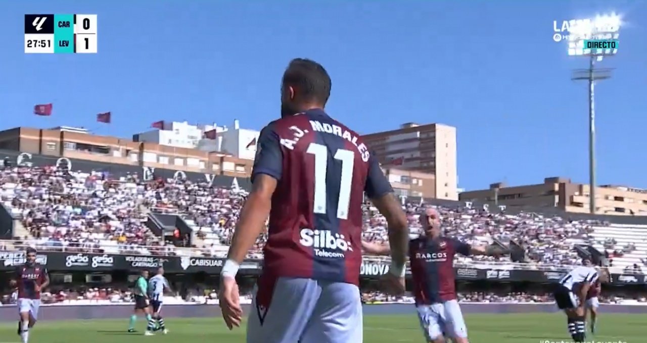 Morales marcó para el Levante. Captura/DAZN