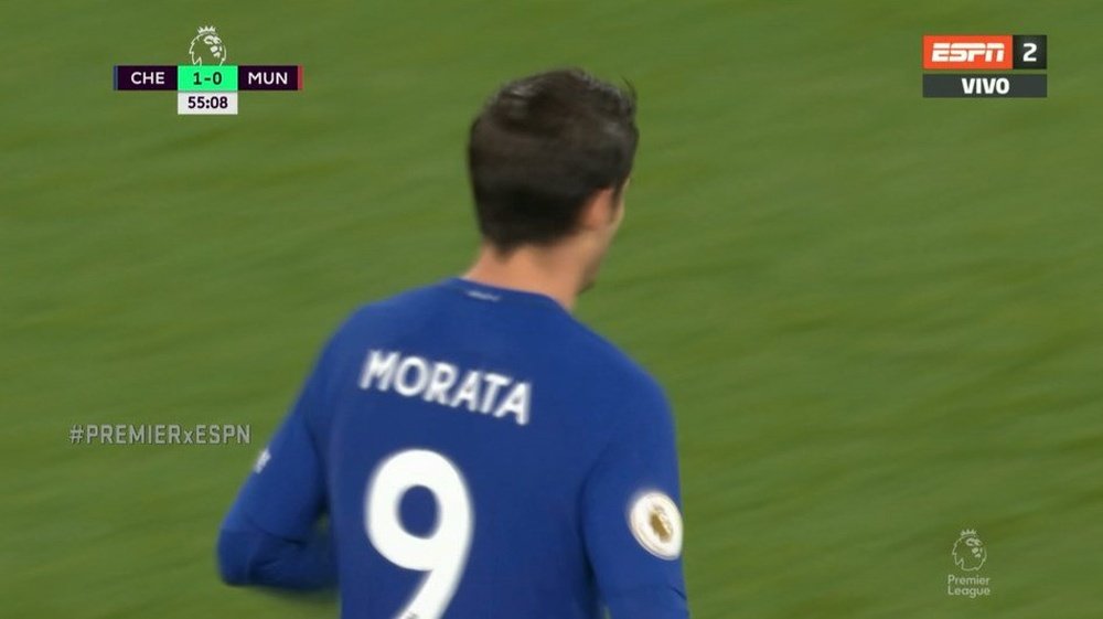 Morata celebra el gol anotado ante el Manchester United. Twitter