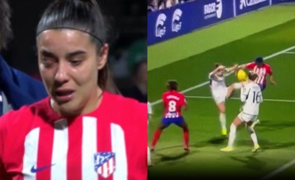 Sheila acabó con un derrame en el ojo. Capturas/DAZN