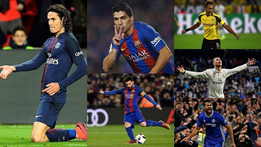 Cavani, Aubameyang, Ronaldo, Messi, Luis Suarez and Diego Costa. BeSoccer
