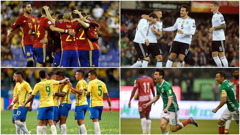 Brasil, México, España y Alemania, al Mundial de Rusia. BeSoccer