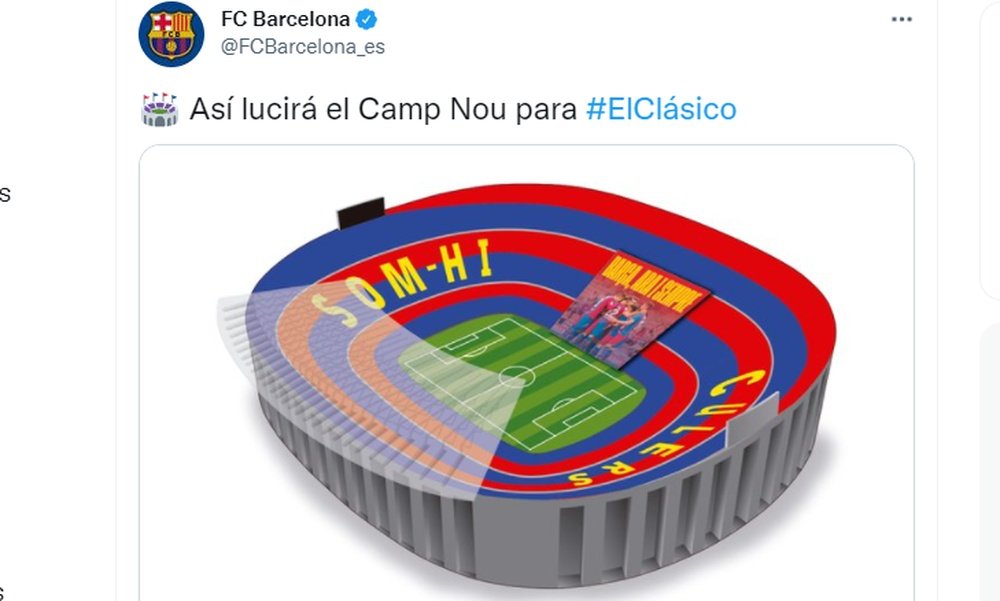 El Barça prepara su mosaico para el 'Clásico'. Captura/Twitter/FCBarcelona_es