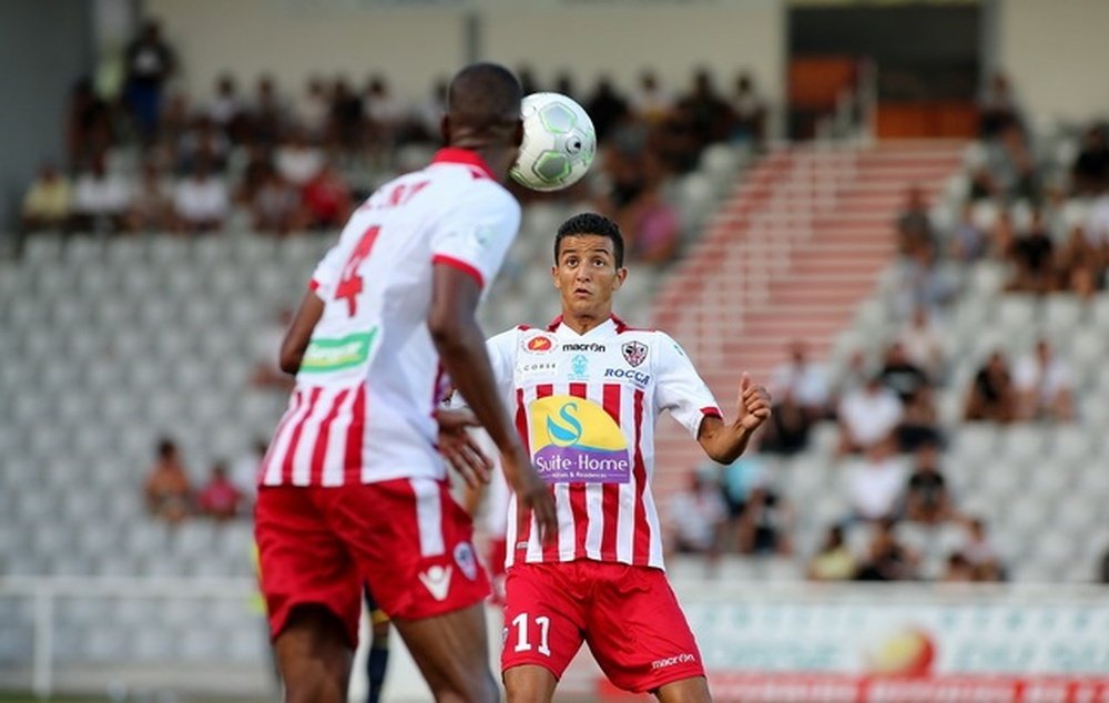 Mouaad Madri, lors d'un match de Ligue 2 avec l'Ajaccio. ACAjaccio