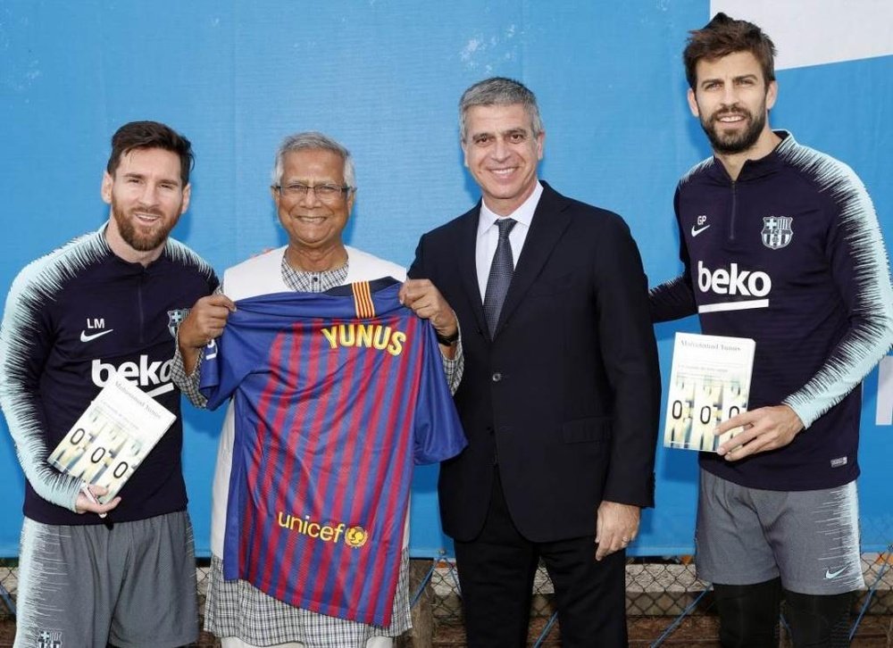 Yunus visitó la ciudad deportiva azulgrana. FCBarcelona