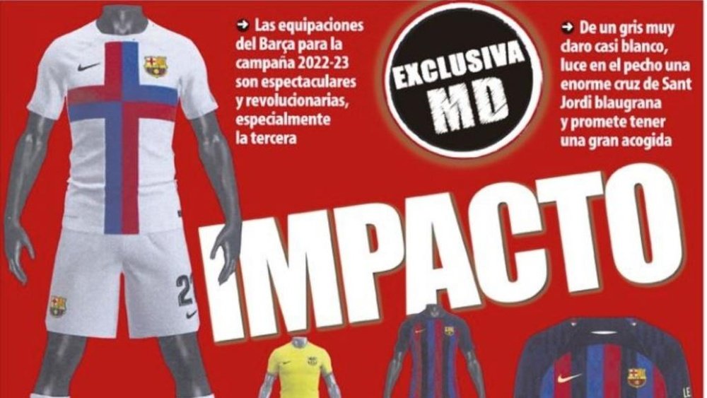 Barcelona's controversial 2022-23 third kit will be white. Screenshot/MundoDeportivo