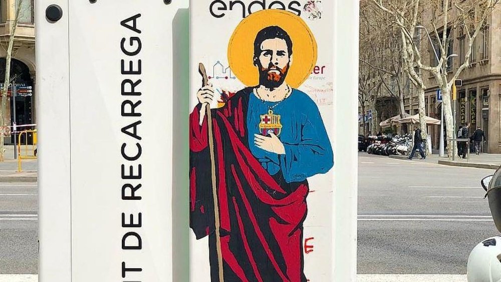 Messi vuelve a protagonizar un mural callejero en Barcelona. Instagram/Tvboy