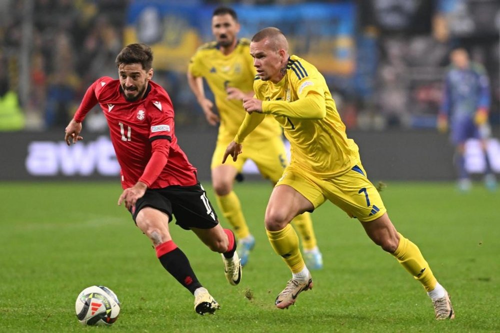 Mykhailo Mudryk's last goal for Ukraine was in March 2024. EFE