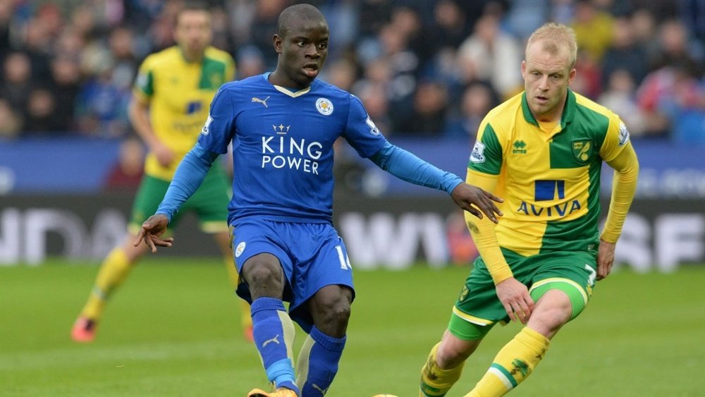 N'Golo Kante in action for Leicester City against Norwich City. EFE/AFP/EPA