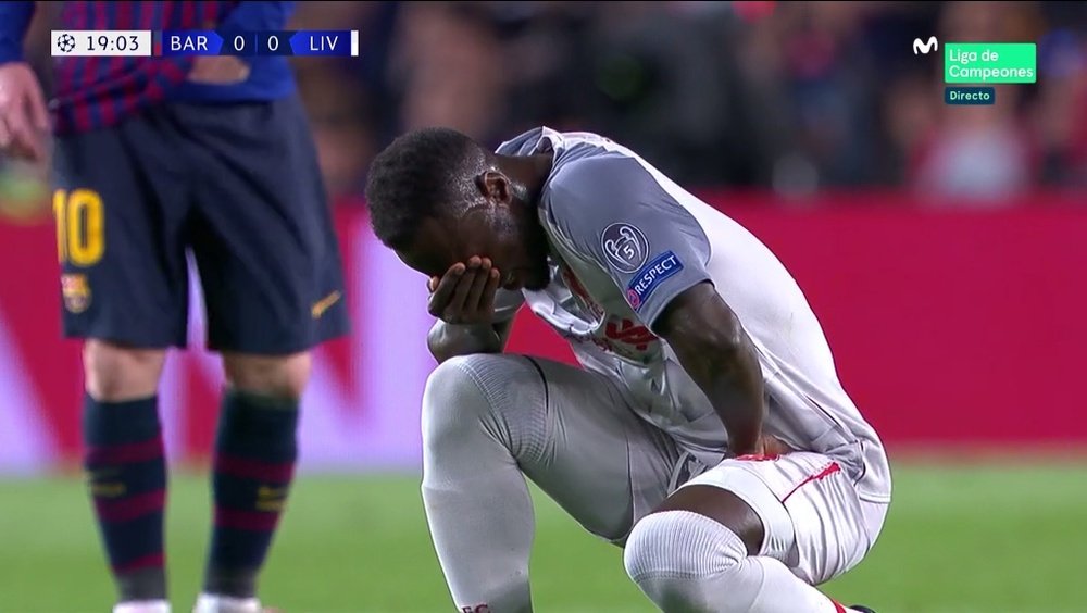 Naby Keita sort sur blessure après 25 minutes de jeu au Camp Nou. Capture/Movistar