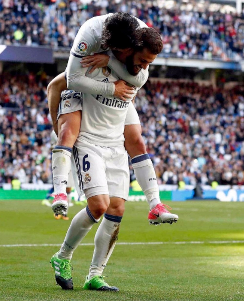 El central del Real Madrid felicitó al malagueño por su cumpleaños. NachoFernández