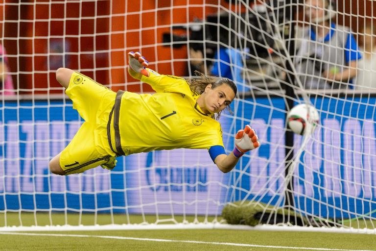 Nadine Angerer of Germany allows a goal on a penalty kick during the 2015 FIFA WWC quarter final match against France at Olympic Stadium in Montreal on June 26, 2015