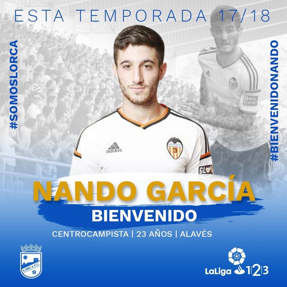 Nando García jugará cedido en el Lorca. LorcaFCSAD