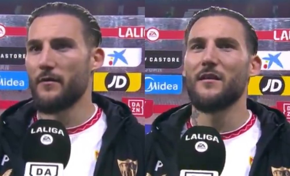 Gudelj said the referee should have called a penalty on Jules Kounde. Screenshots/DAZN