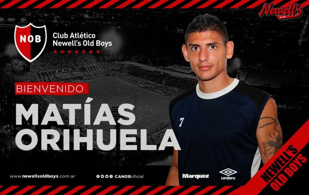 Newell's anunció el fichaje de Matías Orihuela. Twitter/CANOBoficial