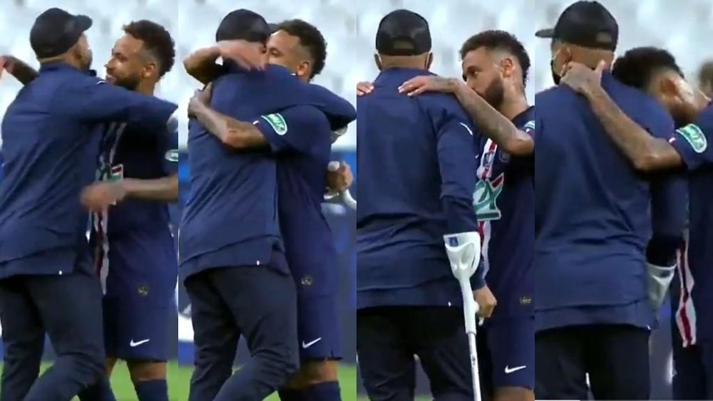 O consolo de Neymar ao lesionado Mbappé. Capturas/kelyan_mbabi2