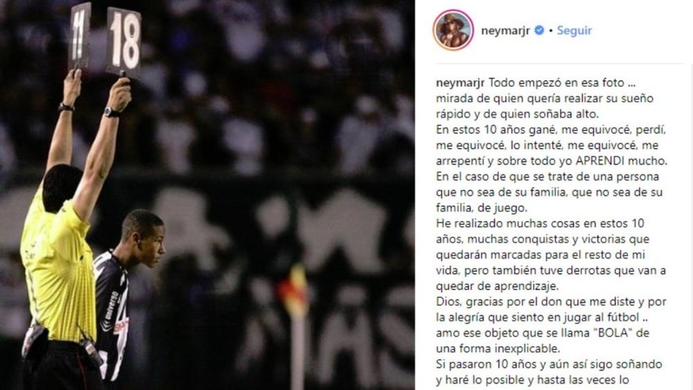 Dix ans depuis les débuts de Neymar. Neymar