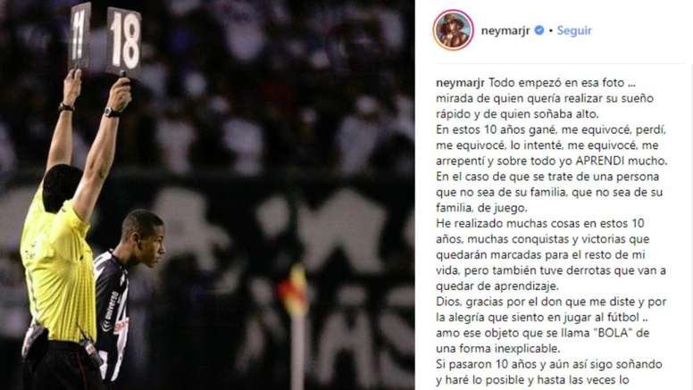 Diez aÃ±os de su debut como futbolista profesional. Neymar