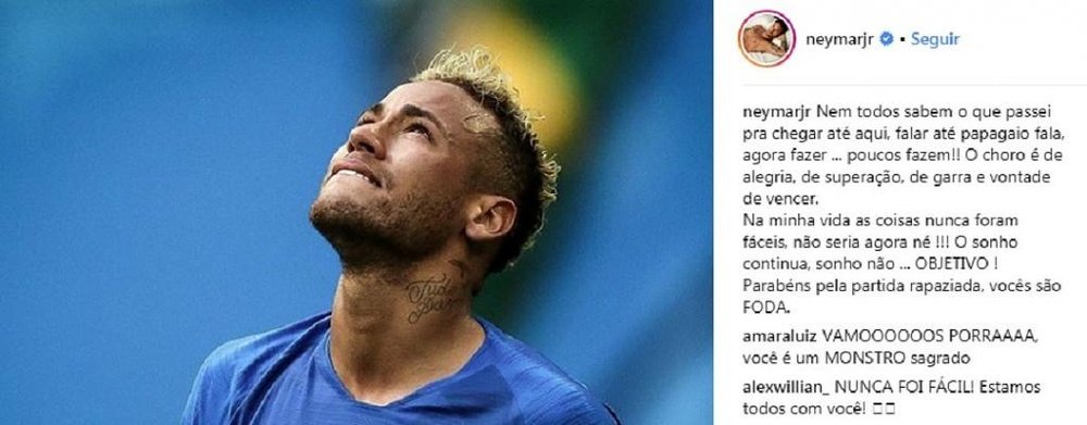 Neymar took to Instagram to explain his tears. Instagram/NeymarJr